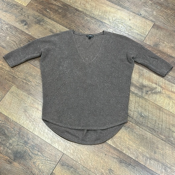 Express Brown with Gold Sparkles Cotton Sweater Size XS - Picture 11 of 13
